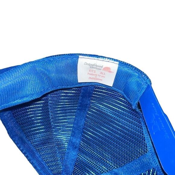 Vintage American Metal Recycling Designer Award Blue Whte Snap Back Trucker Hat - Picture 4 of 5